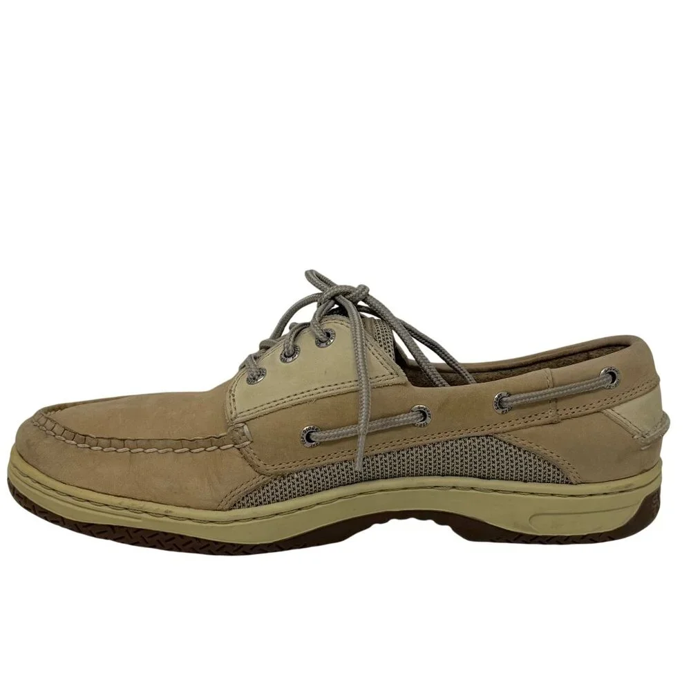 Sperry Topsider Men's Tan Leather and Nylon Billfish 3-Eye Boat Shoes Size 11‎